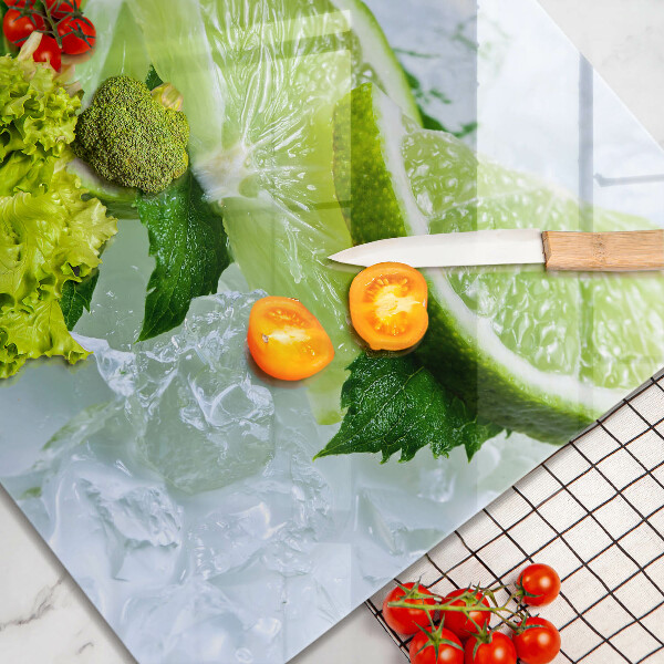 Tagliere in vetro temperato Menta lime e ghiaccio