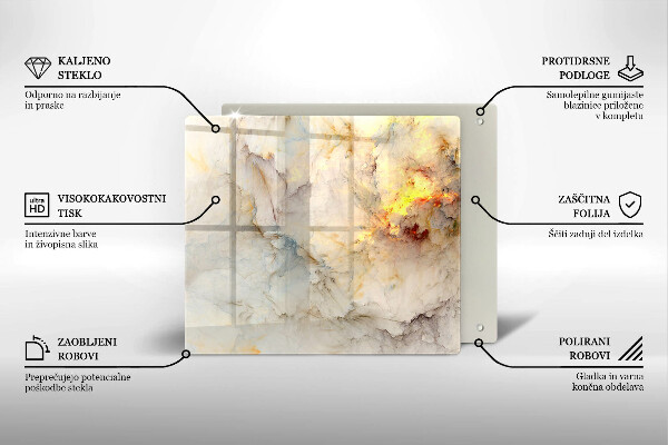 Tagliere in vetro Struttura in marmo con oro