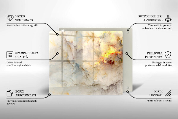 Tagliere in vetro Struttura in marmo con oro