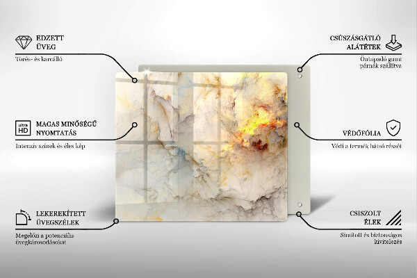 Tagliere in vetro Struttura in marmo con oro