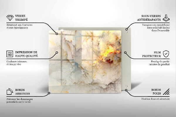 Tagliere in vetro Struttura in marmo con oro