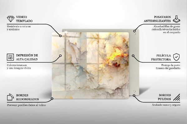 Tagliere in vetro Struttura in marmo con oro