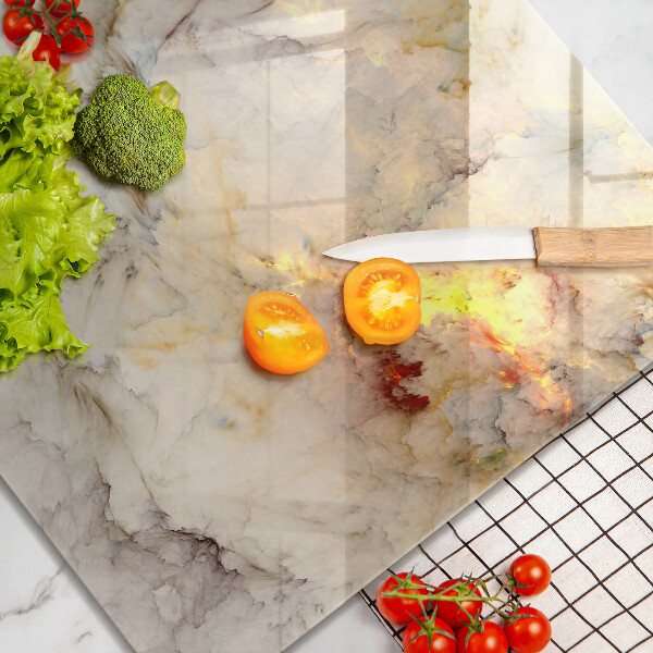 Tagliere in vetro Struttura in marmo con oro