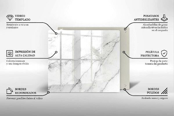 Tagliere in vetro temperato Elegante struttura in marmo