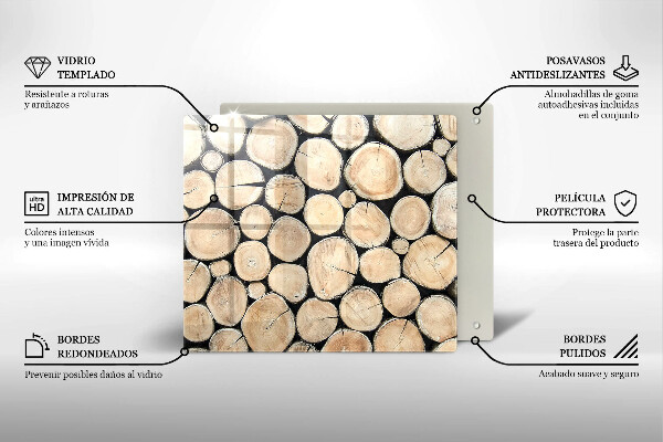 Tagliere in vetro temperato Tronchi d'albero in legno