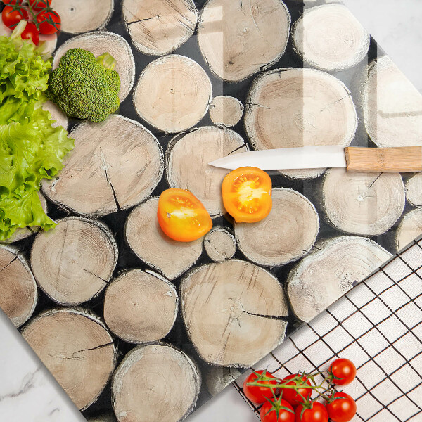 Tagliere in vetro temperato Tronchi d'albero in legno