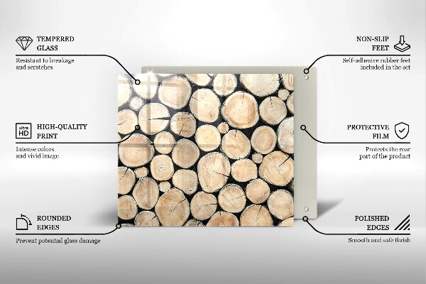 Tagliere in vetro temperato Tronchi d'albero in legno