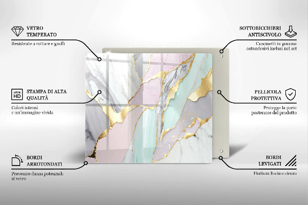 Tagliere in vetro Marmo pastello