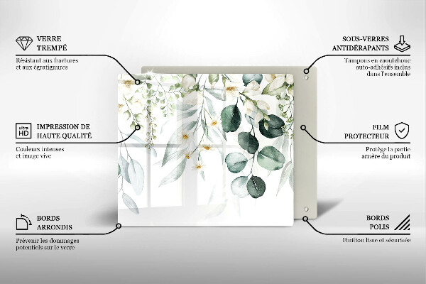 Tagliere in vetro Piante ad acquerello