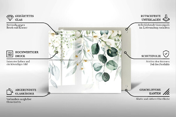 Tagliere in vetro Piante ad acquerello