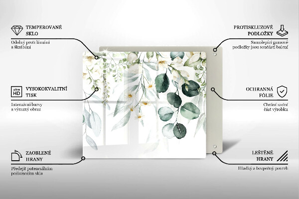 Tagliere in vetro Piante ad acquerello