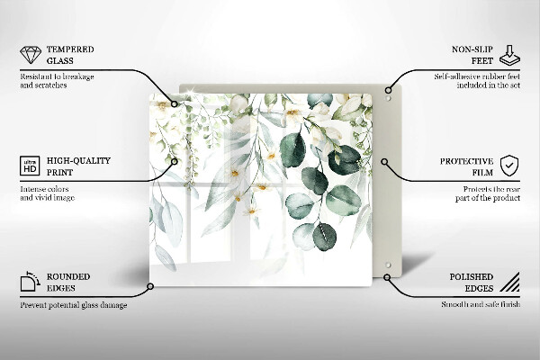 Tagliere in vetro Piante ad acquerello