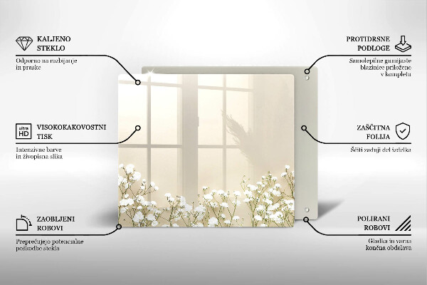 Tagliere in vetro Fiori boho in gesso