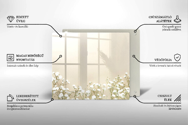 Tagliere in vetro Fiori boho in gesso