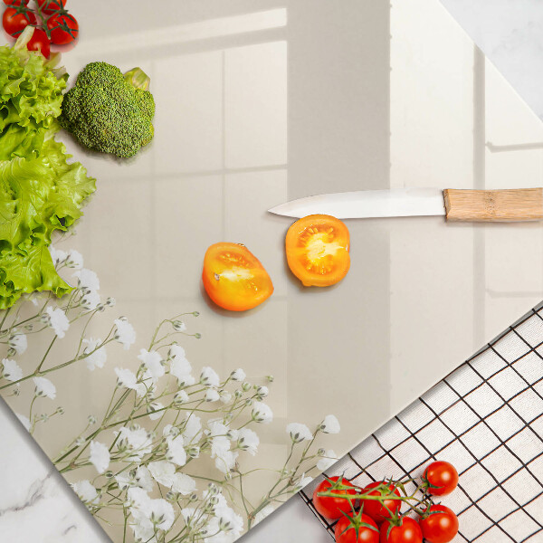 Tagliere in vetro Fiori boho in gesso