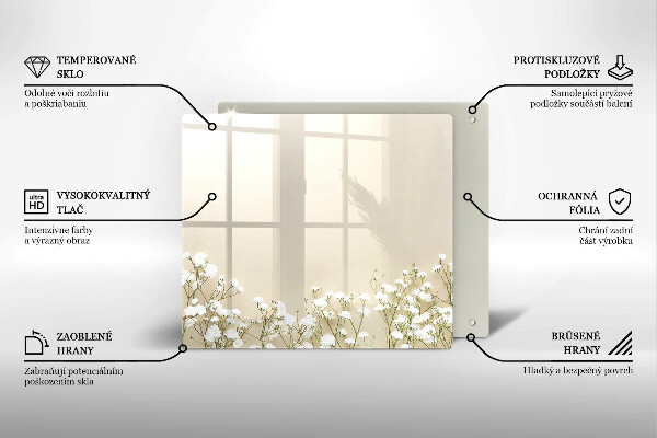 Tagliere in vetro Fiori boho in gesso