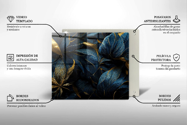 Tagliere in vetro Foglie decorative con oro