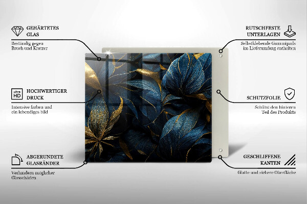 Tagliere in vetro Foglie decorative con oro