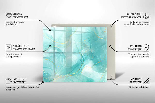 Tagliere in vetro Astrazione blu e oro