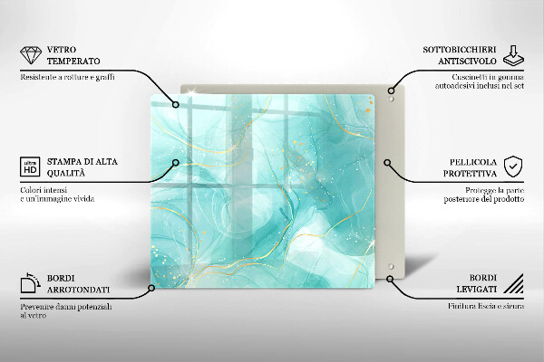 Tagliere in vetro Astrazione blu e oro