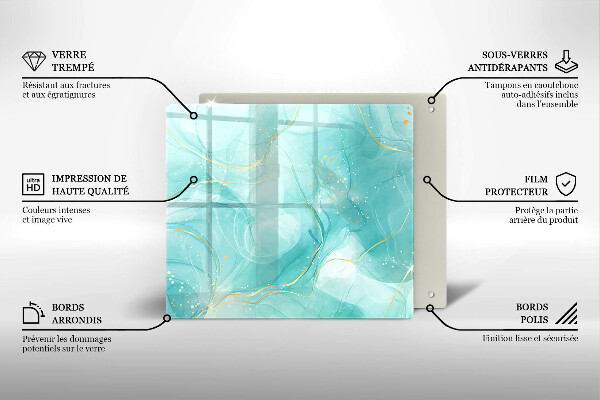 Tagliere in vetro Astrazione blu e oro