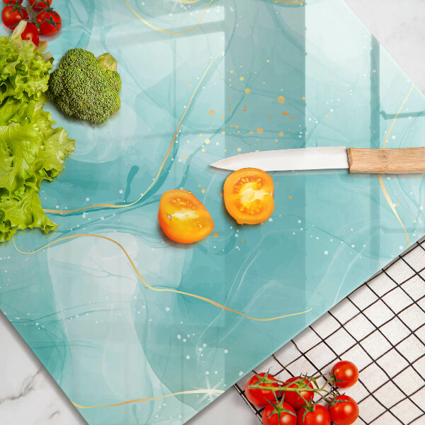 Tagliere in vetro Astrazione blu e oro