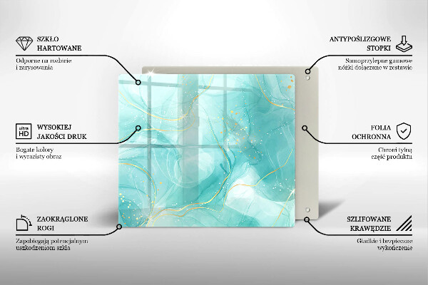 Tagliere in vetro Astrazione blu e oro