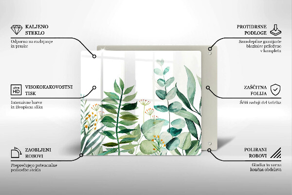 Tagliere in vetro Illustrazione delle foglie delle piante