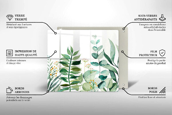 Tagliere in vetro Illustrazione delle foglie delle piante