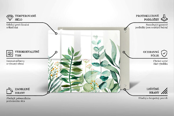 Tagliere in vetro Illustrazione delle foglie delle piante