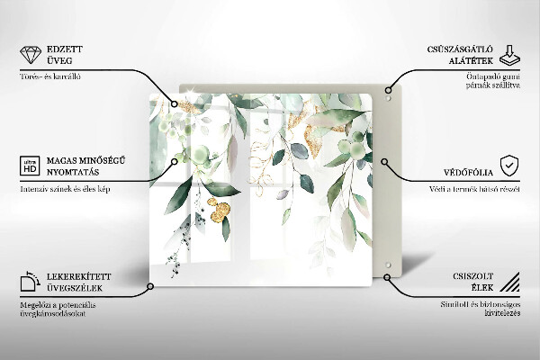 Tagliere in vetro Foglie ad acquerello