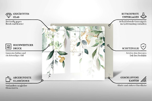 Tagliere in vetro Foglie ad acquerello