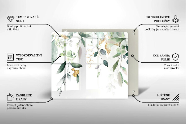 Tagliere in vetro Foglie ad acquerello