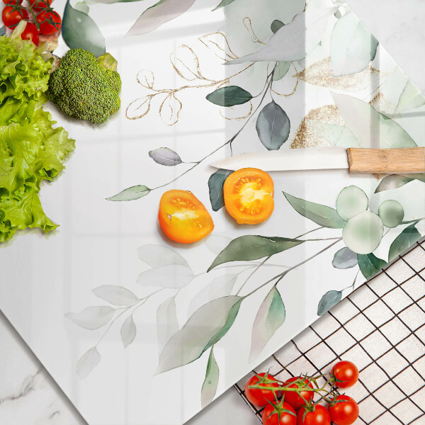 Tagliere in vetro Foglie ad acquerello