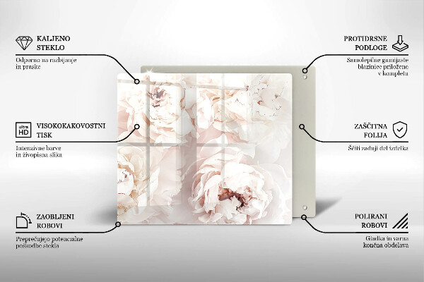 Tagliere in vetro Peonie pastello