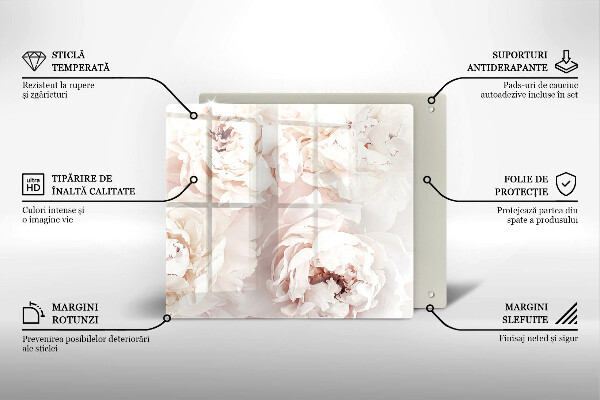 Tagliere in vetro Peonie pastello