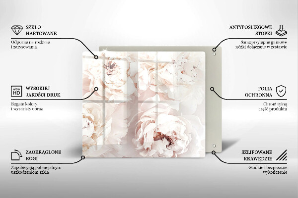 Tagliere in vetro Peonie pastello