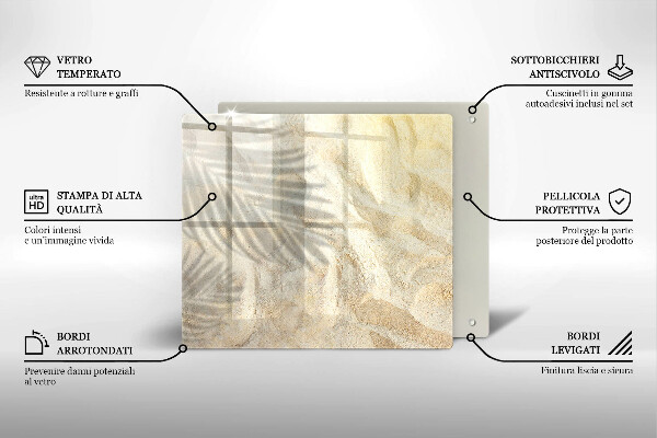 Tagliere in vetro Foglie di palma e sabbia