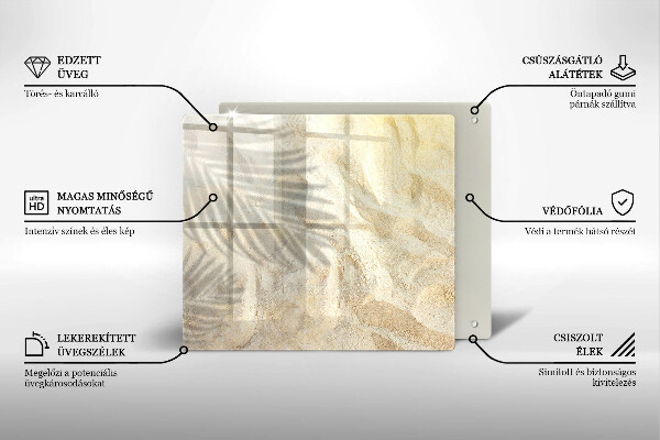 Tagliere in vetro Foglie di palma e sabbia
