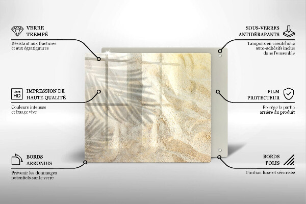 Tagliere in vetro Foglie di palma e sabbia