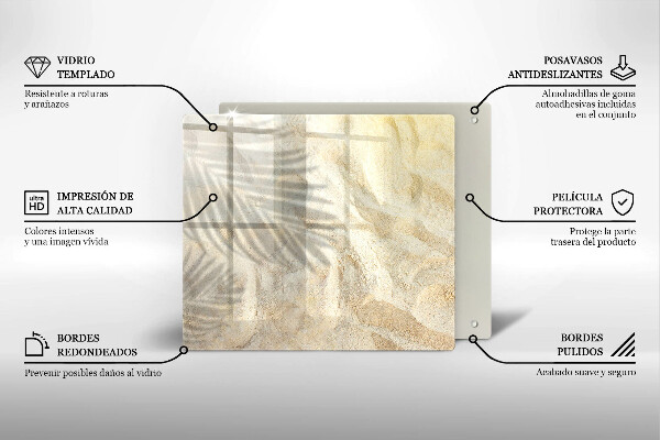 Tagliere in vetro Foglie di palma e sabbia
