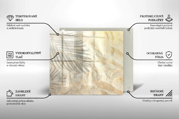 Tagliere in vetro Foglie di palma e sabbia