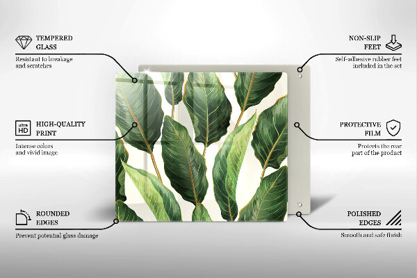 Tagliere in vetro temperato Foglie di banana