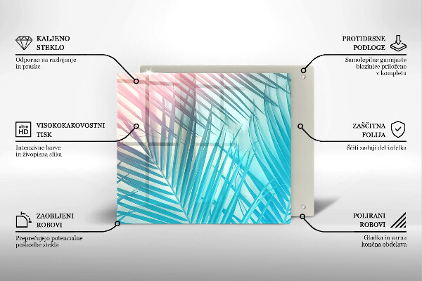 Tagliere in vetro temperato Foglie pastello