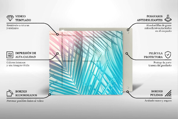 Tagliere in vetro temperato Foglie pastello