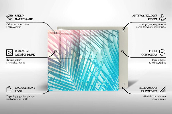 Tagliere in vetro temperato Foglie pastello