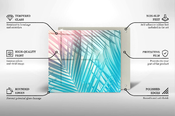 Tagliere in vetro temperato Foglie pastello