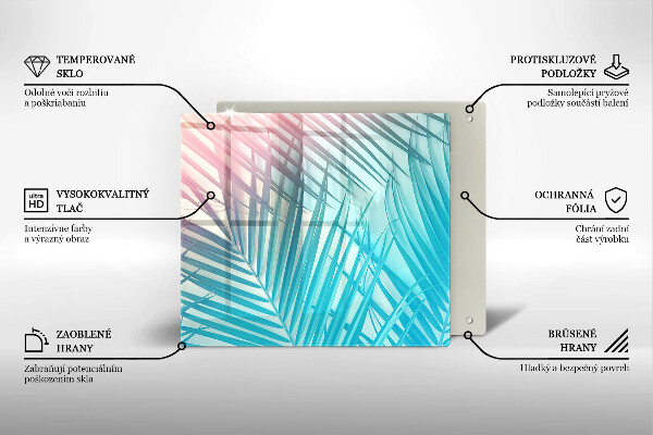 Tagliere in vetro temperato Foglie pastello