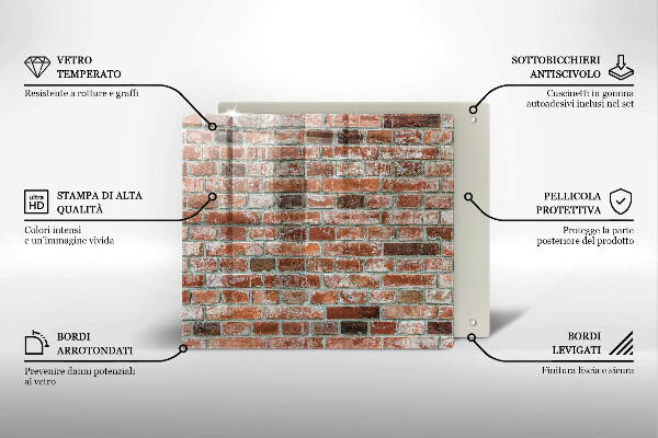 Tagliere in vetro temperato Vecchio muro di mattoni