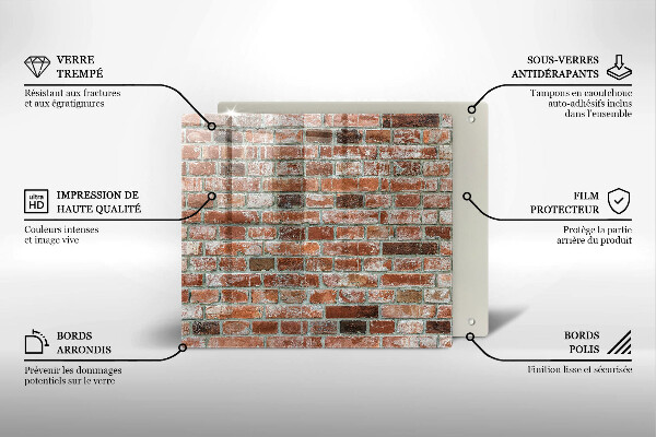Tagliere in vetro temperato Vecchio muro di mattoni